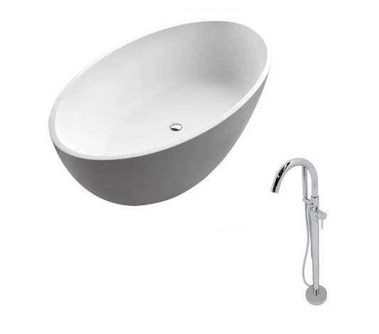 Timeless Elegance: Cestino 5.5 ft. Soaking Bathtub with Chrome Kros Faucet