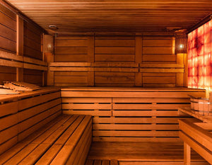 Himalayan Salt Interior Pre-Cut 1-3 Person Sauna Room Kits With Scandia Electric Ultra Heater - The Tubfair