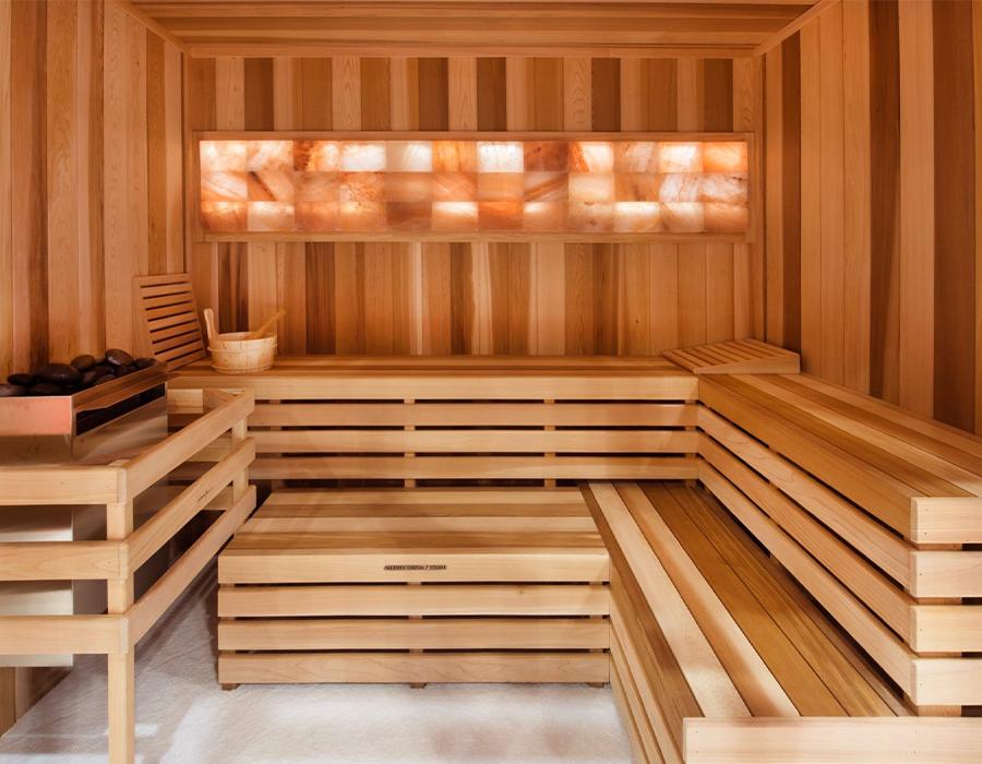 Himalayan Salt Interior Pre-Cut 4-8 Person Sauna Room Kits With Scandia Electric Ultra Heater - The Tubfair