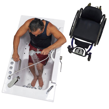 Ella's Transfer30 Acrylic Wheelchair Hydro Massage and Heated Seat Outward Swing Door Walk-In Bathtub