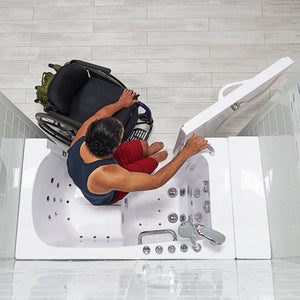 Ella's Transfer30 Acrylic Wheelchair Hydro Massage and Heated Seat Outward Swing Door Walk-In Bathtub
