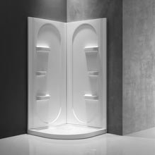 Load image into Gallery viewer, Studio 38 in. x 38 in. x 75 in. 2-piece Direct-to-Stud Corner Shower Surround in White