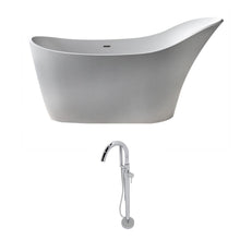 Load image into Gallery viewer, Alto 5.6 ft. Man-Made Stone Slipper Soaking Bathtub in Matte White and Kros Faucet in Chrome