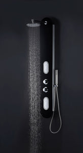 Llano Series 66 in. Full Body Shower Panel System with Heavy Rain Shower and Spray Wand in Black