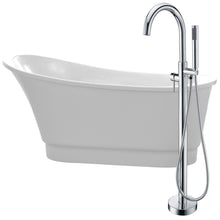 Load image into Gallery viewer, Prima 67 in. Acrylic Flatbottom Non-Whirlpool Bathtub in White with Kros Faucet in Polished Chrome