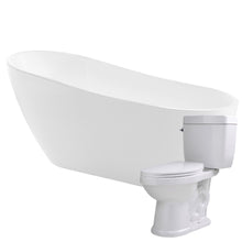 Load image into Gallery viewer, Trend 67 in. Acrylic Flatbottom Non-Whirlpool Bathtub with Kame 2-piece 1.28 GPF Single Flush Toilet