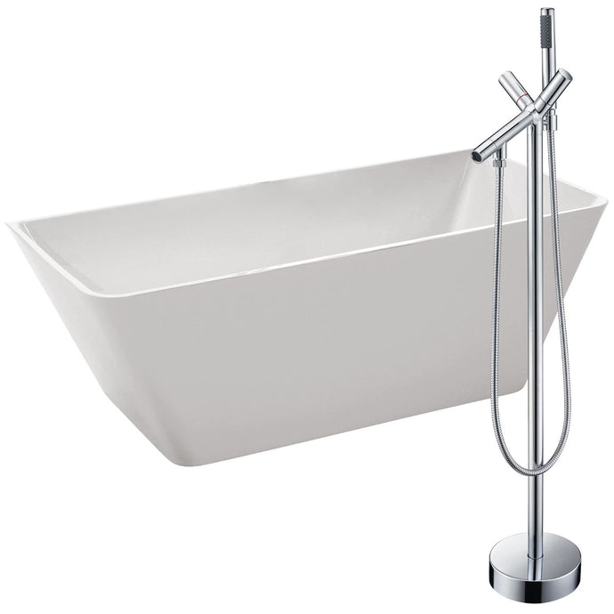 Zenith 67 in. Acrylic Soaking Bathtub in White with Havasu Faucet in Polished Chrome
