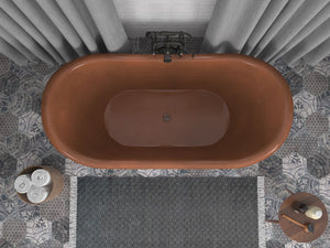 Banten 68 in. Handmade Copper Double Slipper Flatbottom Non-Whirlpool Bathtub in Polished Antique Copper