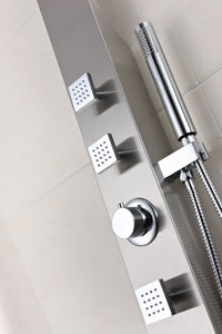 Sans 40 in. Full Body Shower Panel with Heavy Rain Shower and Spray Wand in Brushed Steel