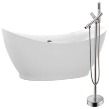 Load image into Gallery viewer, Reginald 68 in. Acrylic Soaking Bathtub in White with Havasu Faucet in Brushed Nickel