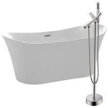 Load image into Gallery viewer, Eft 67 in. Acrylic Flatbottom Non-Whirlpool Bathtub in White with Havasu Faucet in Brushed Nickel