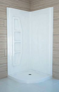 Gradient 36 in. x 36 in. x 74 in. 2-piece Direct-to-Stud Corner Shower Surround in White