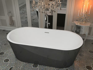 Dualita 5.6 ft. Acrylic Center Drain Freestanding Bathtub in Glossy Black