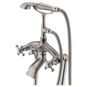 Tugela 3-Handle Claw Foot Tub Faucet with Hand Shower in Brushed Nickel