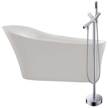 Load image into Gallery viewer, Maple 67 in. Acrylic Flatbottom Non-Whirlpool Bathtub in White with Havasu Faucet in Polished Chrome