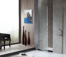 Load image into Gallery viewer, Fellow Series 24 in. by 72 in. Frameless Hinged Shower Door in Chrome with Handle