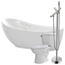 Load image into Gallery viewer, Talyah 71 in. Acrylic Flatbottom Non-Whirlpool Bathtub with Havasu Faucet and Kame 1.28 GPF Toilet