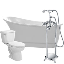 Load image into Gallery viewer, Prima 67 in. Acrylic Flatbottom Non-Whirlpool Bathtub with Tugela Faucet and Kame 1.28 GPF Toilet