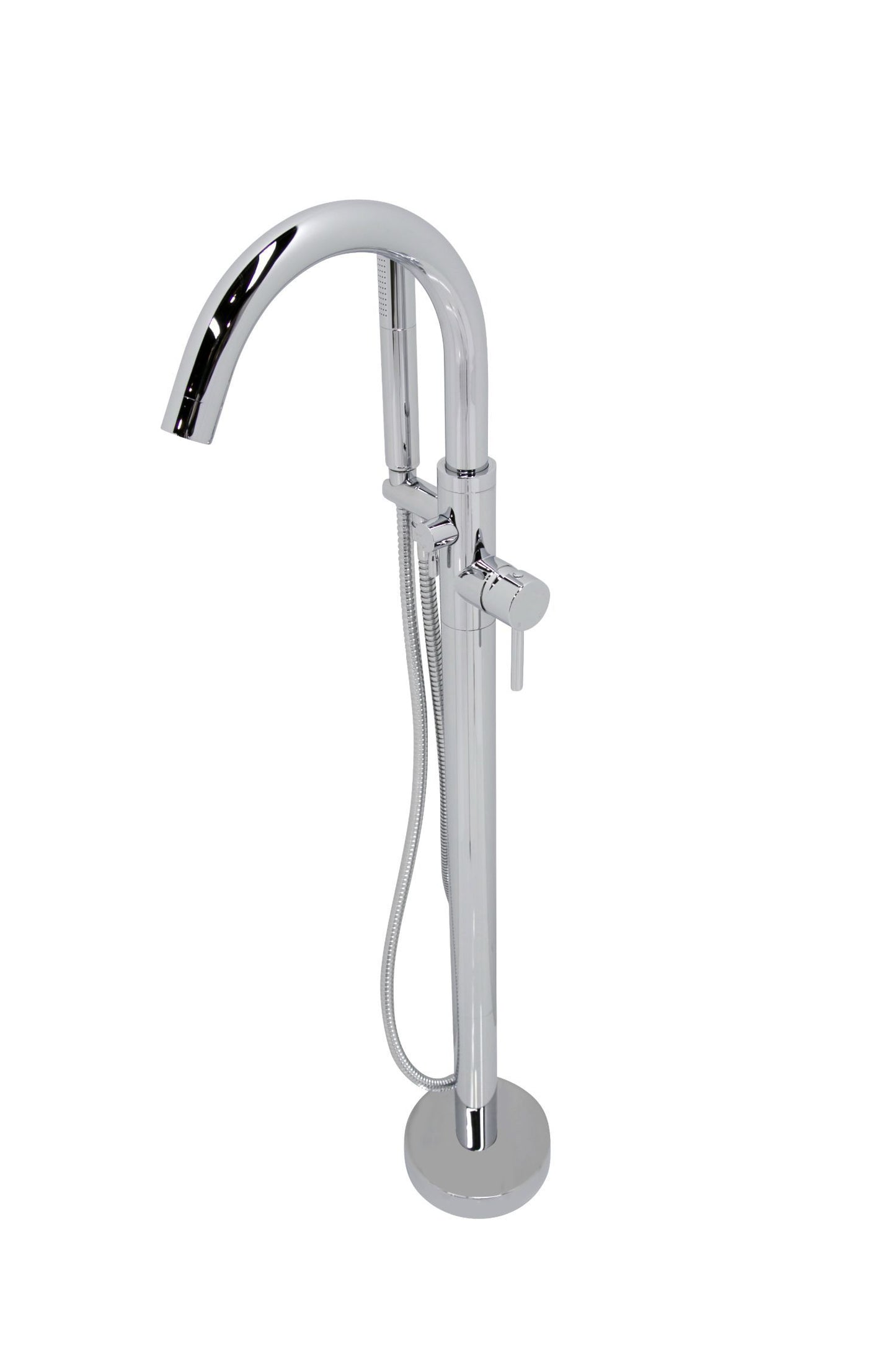 Cestino 5.5 ft. Man-Made Stone Classic Soaking Bathtub in Matte White and Kros Faucet in Chrome