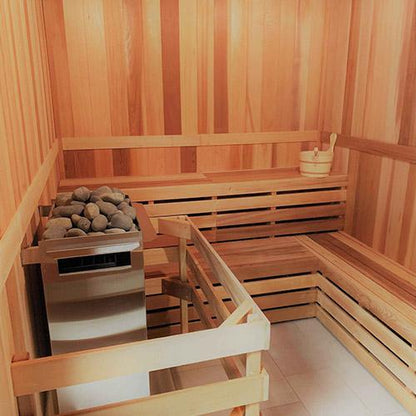 Scandia Interior Pre-Cut 1-3 Person Sauna Room Kits With Scandia Electric Ultra Heater - The Tubfair