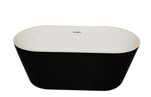 Dualita 5.8 ft. Acrylic Center Drain Freestanding Bathtub in Glossy Black