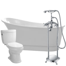 Load image into Gallery viewer, Prima 67 in. Acrylic Flatbottom Non-Whirlpool Bathtub with Tugela Faucet and Talos 1.6 GPF Toilet