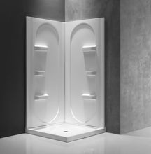 Load image into Gallery viewer, Studio 38 in. x 38 in. x 75 in. 2-piece Direct-to-Stud Corner Shower Surround in White