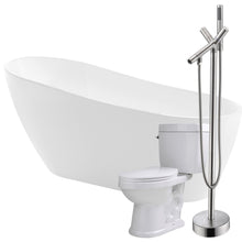 Load image into Gallery viewer, Trend 67 in. Acrylic Flatbottom Non-Whirlpool Bathtub with Havasu Faucet and Talos 1.6 GPF Toilet