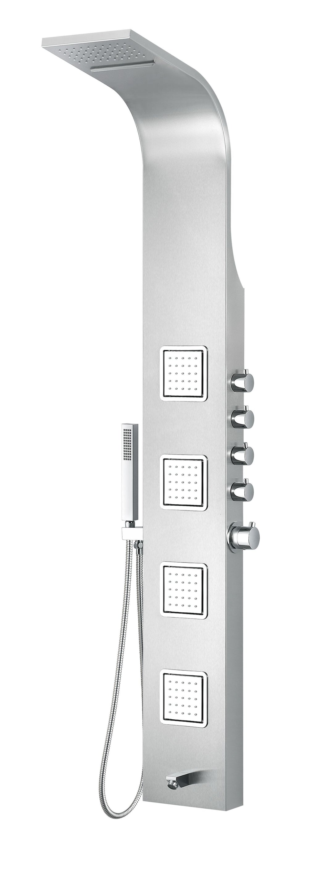Mesa 64 in. Full Body Shower Panel with Heavy Rain Shower and Spray Wand in Brushed Steel