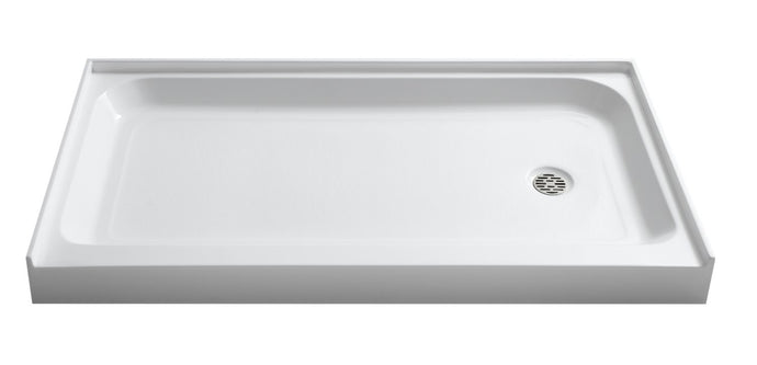Tier 36 x 60  in. Right Drain Single Threshold Shower Base in White